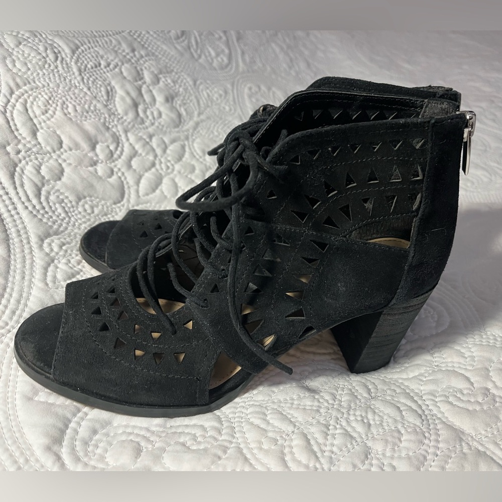 VINCE CAMUTO, LALLIA Black Lace-Up Heel Sandals/Ankle Bootie, Size 6.5